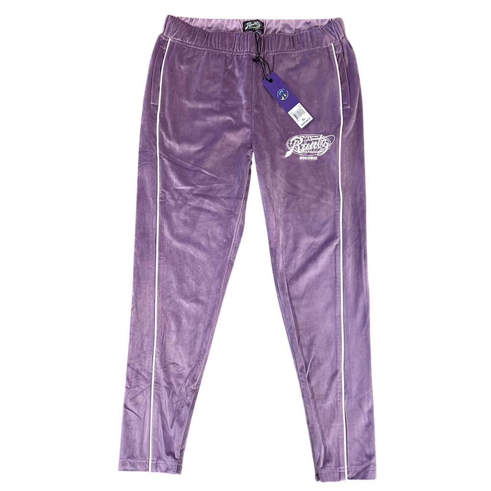 NWT Runtz Worldwide “Around the World” velour Jogger violet XL Streetwear pant